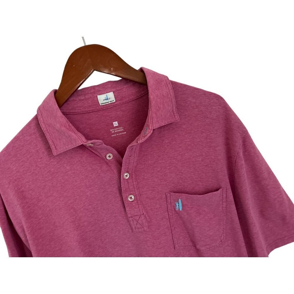 Johnnie O Heathered Original Polo Shirt Pink Cotton Spandex Size XL